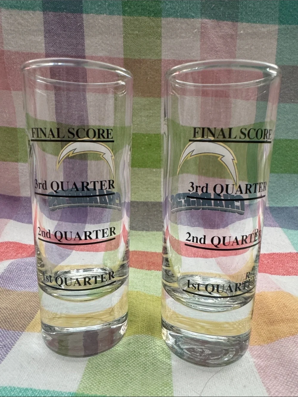 2 LA Charger shot glasses